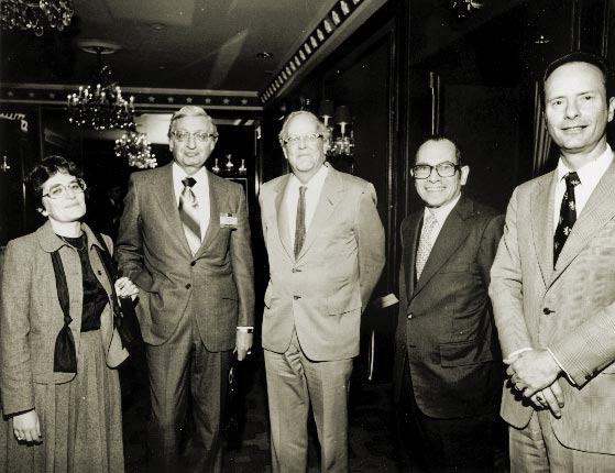 Former SEC Commissioners, from left to right: Roberta Karmel, Harold Williams, Phillip Loomis, Irving Pollack, John R. Evans.